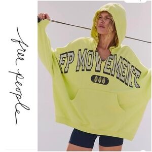 NWT Free People Best Of Hoodie Neon Logo Sweatshirt S (Oversized)